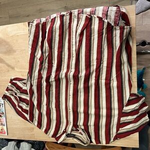 Striped Red and White Button-Up Shirt